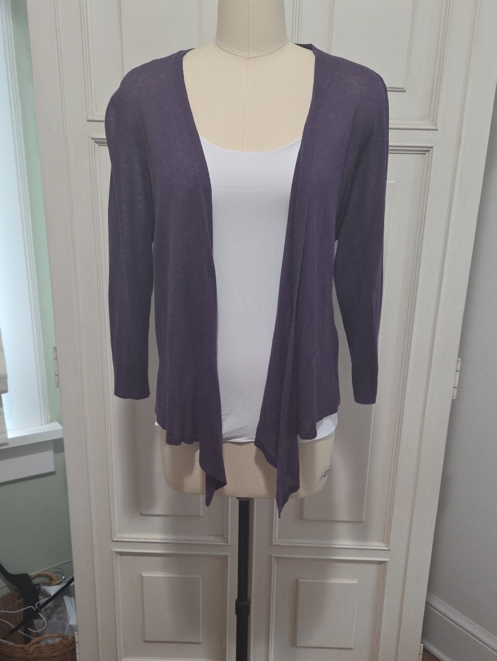 Chico's Purple Open-Front Convertible Lightweight Cardigan